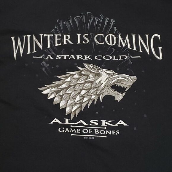 Game‎ Of Thrones Shirt Medium Black Winter Is Coming A Stark Cold Skagway Alaska - Picture 2 of 8